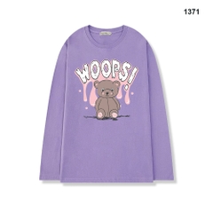 Áo Thun Tay Dài HY KOREA Gấu WOOPS 1376 Form Rộng Unisex Freesize