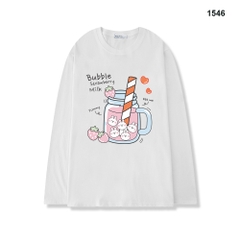 Áo Thun Tay Dài HY KOREA Thỏ Bubble Milk 1546 Form Rộng Unisex Freesize