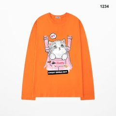 Áo Thun Tay Dài HY KOREA Yếm hồng mèo 1234 Form Rộng Unisex Freesize