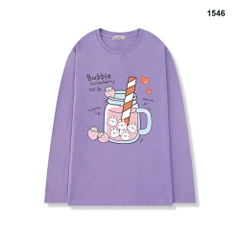 Áo Thun Tay Dài HY KOREA Thỏ Bubble Milk 1546 Form Rộng Unisex Freesize