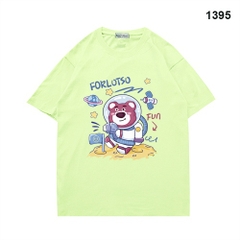 Áo Thun Tay Ngắn Gấu dâu mặt trăng 1395 Cotton 75% Form Rộng Unisex