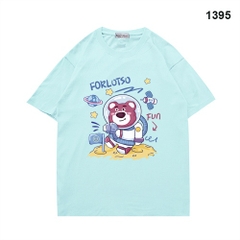 Áo Thun Tay Ngắn Gấu dâu mặt trăng 1395 Cotton 75% Form Rộng Unisex