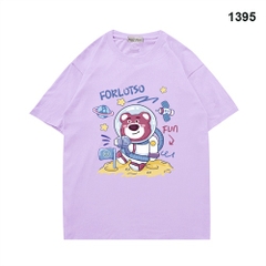 Áo Thun Tay Ngắn Gấu dâu mặt trăng 1395 Cotton 75% Form Rộng Unisex