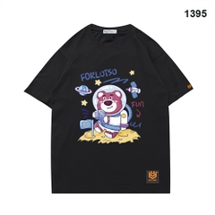 Áo Thun Tay Ngắn Gấu dâu mặt trăng 1395 Cotton 75% Form Rộng Unisex