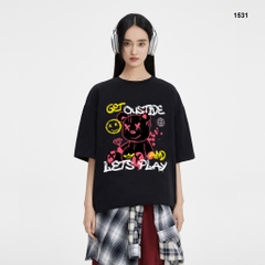 Áo Thun HY KOREA Gấu BlackPink 1531 Cotton 100% Co giãn 2 Chiều Unisex Oversize