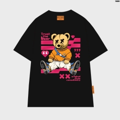 Áo thun tay lỡ HY KOREA Gấu Trust the Bear 1606 form rộng unisex