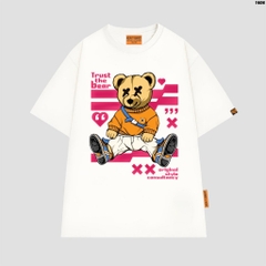 Áo thun tay lỡ HY KOREA Gấu Trust the Bear 1606 form rộng unisex