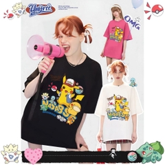 Áo thun tay lỡ HY KOREA Pika Nasabase 1609 COTTON 75 form rộng unisex