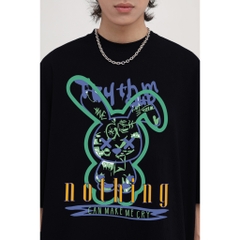 Áo Thun Hevents Rabbit Nothing 1571 Vải Cotton 100% Co giãn 2 chiều thấm hút mồ hôi phom rộng tay lỡ unisex