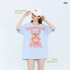 Áo thun HY KOREA Kumayuri 1961 tay lỡ cotton 75 form rộng unisex dễ thương