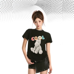 Áo baby tee HY KOREA Dog COOL 1651 vải cotton cổ tròn in graphic