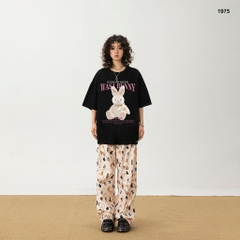 Áo thun HY KOREA Thỏ Wasa Bunny 1975 tay lỡ cotton 75 form rộng dễ thương