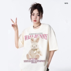 Áo thun HY KOREA Thỏ Wasa Bunny 1975 tay lỡ cotton 75 form rộng dễ thương