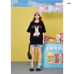 Áo thun HY KOREA Thỏ Wasa Bunny 1975 tay lỡ cotton 75 form rộng dễ thương