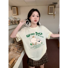 Áo thun Retro Duck 1965 HY KOREA tay lỡ cotton 75 form rộng unisex dễ thương