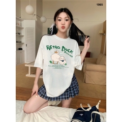 Áo thun Retro Duck 1965 HY KOREA tay lỡ cotton 75 form rộng unisex dễ thương