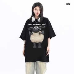 Áo thun HY KOREA Cừu Droit Dauteur 1967 tay lỡ cotton 75 form rộng unisex
