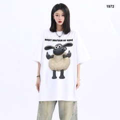Áo thun HY KOREA Cừu Droit Dauteur 1967 tay lỡ cotton 75 form rộng unisex