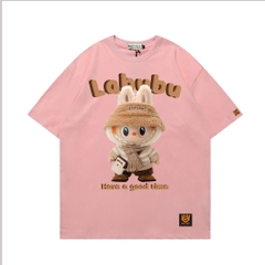 Áo thun LABUBU 1659 HY KOREA unisex phom rộng vải cotton 65/35