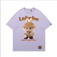 Áo thun LABUBU 1659 HY KOREA unisex phom rộng vải cotton 65/35