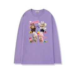 Áo Thun Tay Dài HY KOREA Gấu Labubu 1666 Form Rộng Unisex Freesize