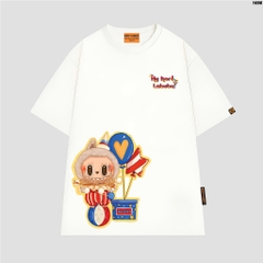 Áo thun HY KOREA LABUBU Chú Hề 1698 tay lỡ cotton 75 form rộng nam nữ unisex