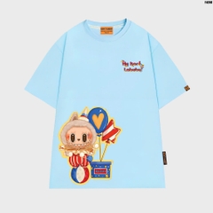 Áo thun HY KOREA LABUBU Chú Hề 1698 tay lỡ cotton 75 form rộng nam nữ unisex