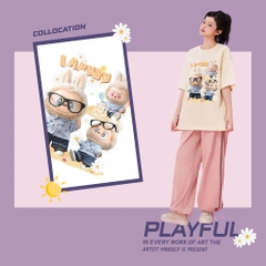 Áo thun HY KOREA LABUBU Lâu Đài 1800 tay lỡ cotton 75 form rộng nam nữ unisex