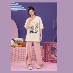 Áo thun HY KOREA LABUBU Lâu Đài 1800 tay lỡ cotton 75 form rộng nam nữ unisex