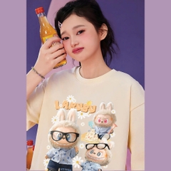 Áo thun HY KOREA LABUBU Lâu Đài 1800 tay lỡ cotton 75 form rộng nam nữ unisex