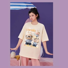 Áo thun HY KOREA LABUBU Lâu Đài 1800 tay lỡ cotton 75 form rộng nam nữ unisex