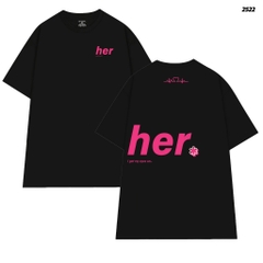 Áo Thun HY KOREA In Chữ Him Her Cotton 100% Co giãn 2 Chiều Phom Unisex Oversize 2522