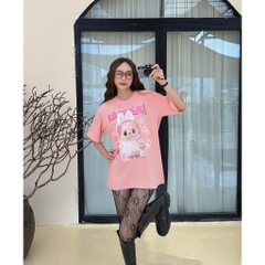 Áo thun LABUBU HY KOREA Gấu Labubu Công chúa 2505 tay lỡ cotton 75 form rộng phong cách dễ thương