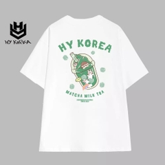 Áo Thun Nam Nữ HY KOREA Tay Lỡ Cotton 100 Unisex Trà sữa Matcha 988