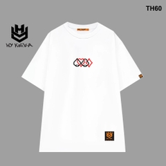Áo thun HY KOREA form rộng thêu Bài 60 tay lỡ nam nữ