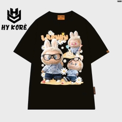 Áo thun HY KOREA LABUBU Lâu Đài 1800 tay lỡ cotton 75 form rộng nam nữ unisex
