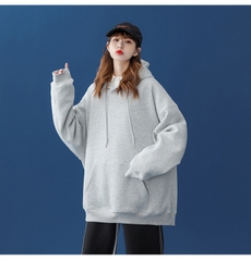 Áo Hoodie Trơn Màu Xám Tiêu