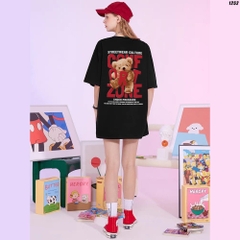 Áo Thun Tay Lỡ HY KOREA Cotton 100 Gấu Zone 1252 Unisex Form Rộng