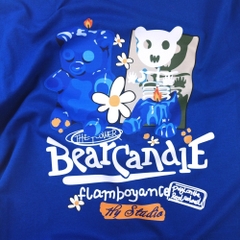 Áo Thun Nam Nữ HY KOREA Cotton 100 Tay Lỡ BearCandie Blue 1241 Form Rộng