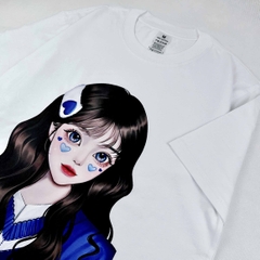 Áo Thun Nữ HY KOREA Cotton 100 Cô gái tim xanh 1251 Form Rộng Tay Lỡ