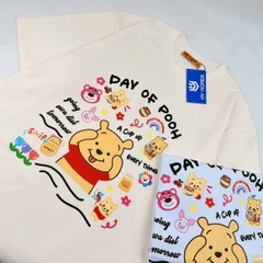 Áo thun tay lỡ HY KOREA Day of Pooh 1255 nam nữ cotton 75% form rộng