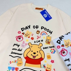 Áo thun tay lỡ HY KOREA Day of Pooh 1255 nam nữ cotton 75% form rộng
