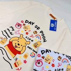 Áo thun tay lỡ HY KOREA Day of Pooh 1255 nam nữ cotton 75% form rộng