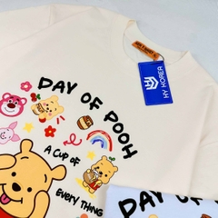 Áo thun tay lỡ HY KOREA Day of Pooh 1255 nam nữ cotton 75% form rộng