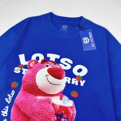 Áo thun tay lỡ HY KOREA form rộng unisex cotton 100 Gấu Lotso ôm trà sữa 1291