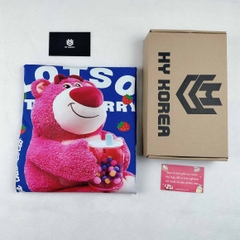 Áo thun tay lỡ HY KOREA form rộng unisex cotton 100 Gấu Lotso ôm trà sữa 1291