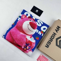 Áo thun tay lỡ HY KOREA form rộng unisex cotton 100 Gấu Lotso ôm trà sữa 1291