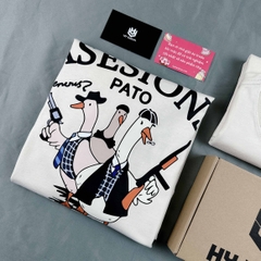 Áo Thun Unisex HY KOREA Cotton 100 Ba Vịt thám tử 1249 Form Rộng Tay Lỡ