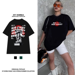 Áo thun tay lỡ unisex Red Night 1428 nam nữ form rộng