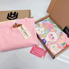 Áo thun tay lỡ HY KOREA Cừu Baby Lama 1447 form rộng cotton 75 unisex
